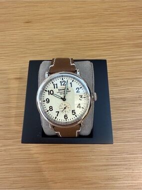 Shinola Runwell Brown Strap Watch with Cream Dial and Black Numerals